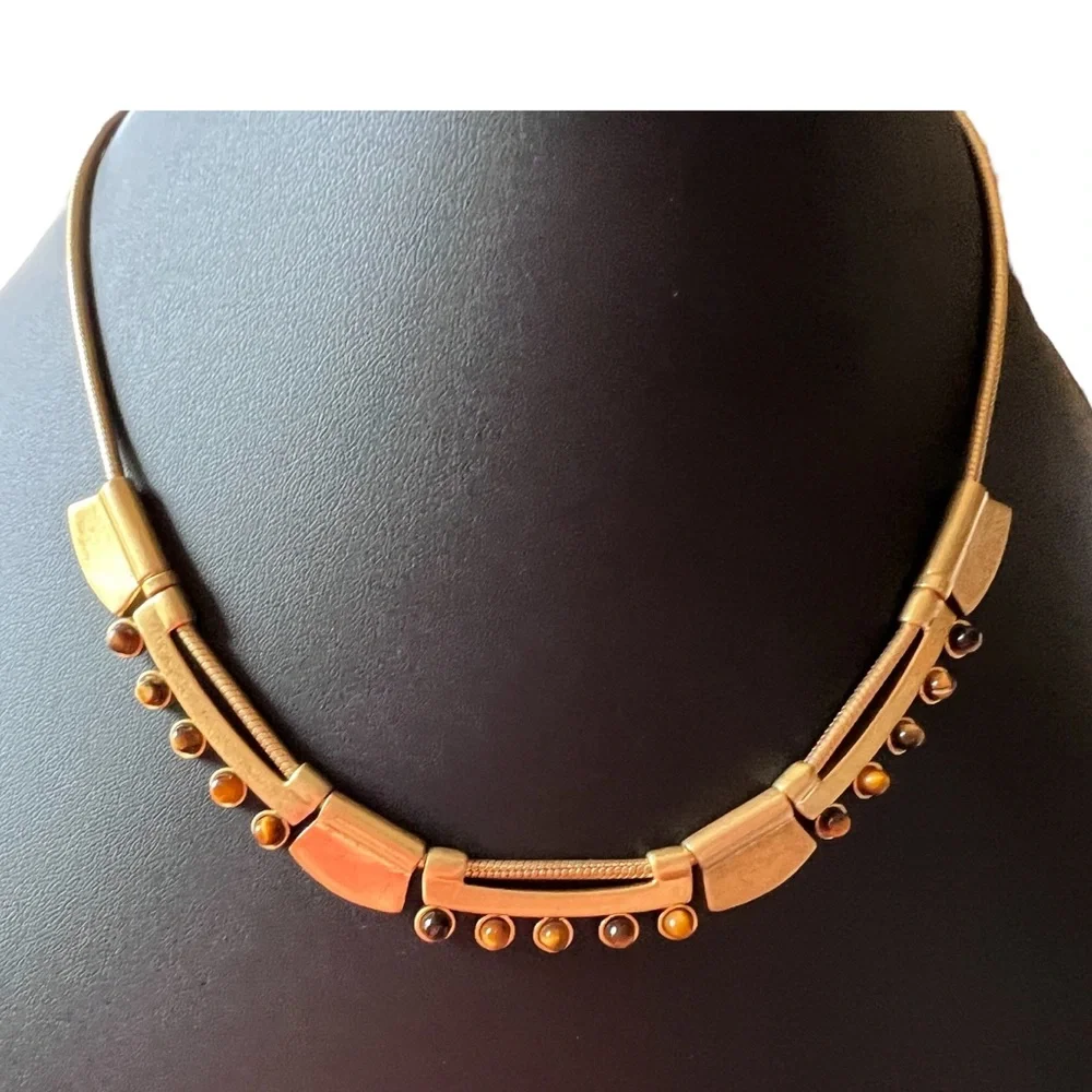Madewell Art Deco Brushed Gold Slide Pendant Necklace - Picture 3 of 9